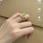 树蛙戒指绿色搞怪青蛙戒指小众设计蓝青蛙戒圈开口可调节指环