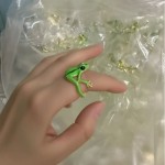 树蛙戒指绿色搞怪青蛙戒指小众设计蓝青蛙戒圈开口可调节指环