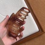 4pcs琥珀色系简约旅行最佳磨砂感大号抓夹气质棕色哑光后脑勺发夹鲨鱼夹发饰