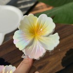 6pcs电镀卷心花抓夹大号高级感渐变花朵发夹后脑勺盘发马尾鲨鱼夹头饰，外出旅游，聚会，时尚晚宴