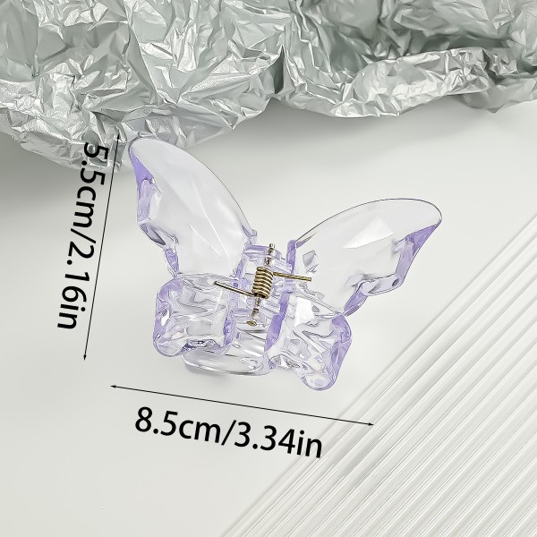 6pcs透明水波蝴蝶立体发夹女后脑勺半扎发抓夹大号鲨鱼夹子发卡头饰