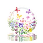 133件水彩花卉蝴蝶主题派对用品套装 一次性纸盘纸杯桌布纸巾餐具组合