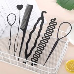 6 件套发型设计工具套装:编发器、格，适合所有发质的发型配饰套件 拉发器、针织工具、梳子、发夹及女士配饰-塑料、休闲风