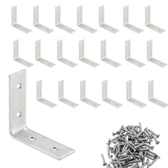 2pcs/4pcs多尺寸家具角落加固角码套装 DIY 家具/置物架角落加固神器 配螺丝 稳固连接木板/框架 居家木工小帮手 让手工制作更牢固