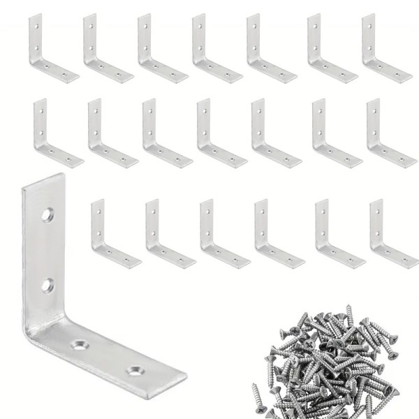 2pcs/4pcs多尺寸家具角落加固角码套装 DIY 家具/置物架角落加固神器 配螺丝 稳固连接木板/框架 居家木工小帮手 让手工制作更牢固