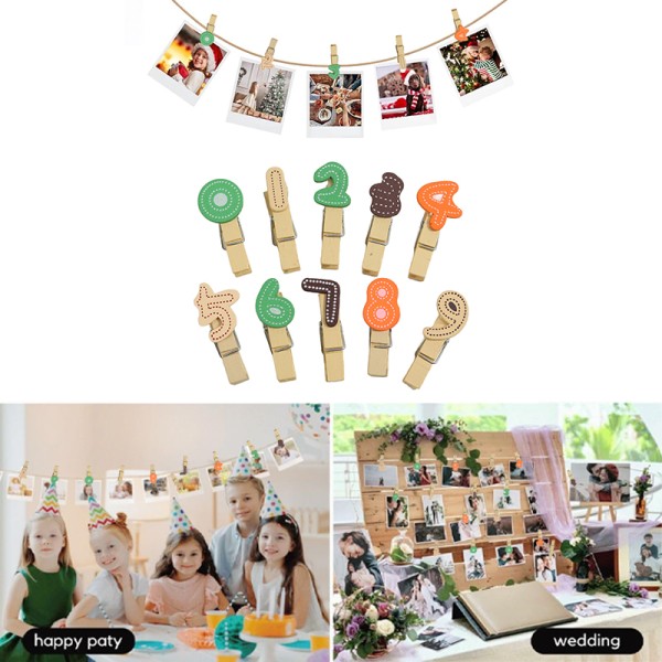 5pcs/10pcs多图案创意木质夹子套装 适用于手账 DIY、照片墙装饰、儿童手工 爱心 / 数字 / 汽车 / 水果多款 为生活添创意趣味