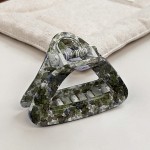 4pcs简约时尚喷墨小号三角镂空抓夹高级感不规则盘发鲨鱼夹高马尾