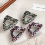 4pcs简约时尚喷墨小号三角镂空抓夹高级感不规则盘发鲨鱼夹高马尾