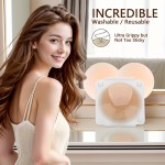 两对无肩带粘性胸垫、隐形粘性胸垫、可重复使用的胸垫，适用于女士无肩带连衣裙。